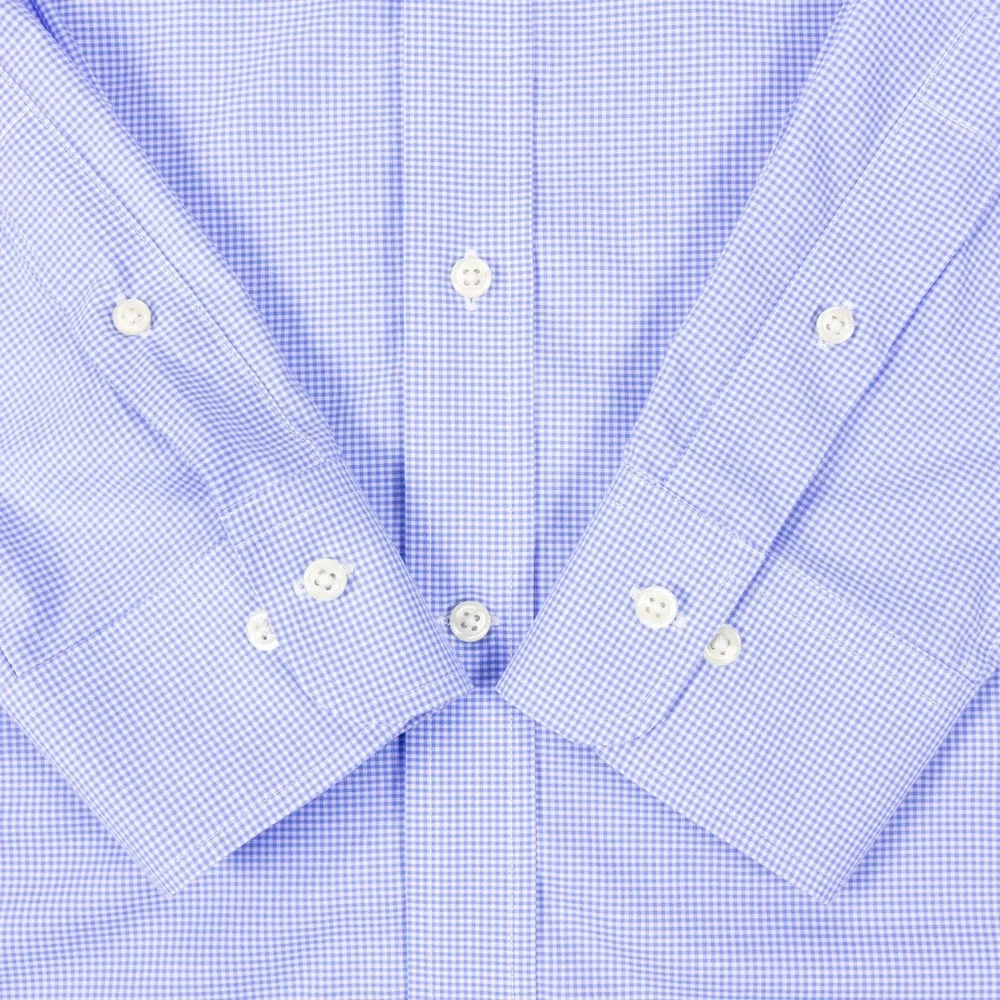 Polo Ralph Lauren Shirt Mens 15.5 34/35 Blue Gingham Cotton Stretch Button Down